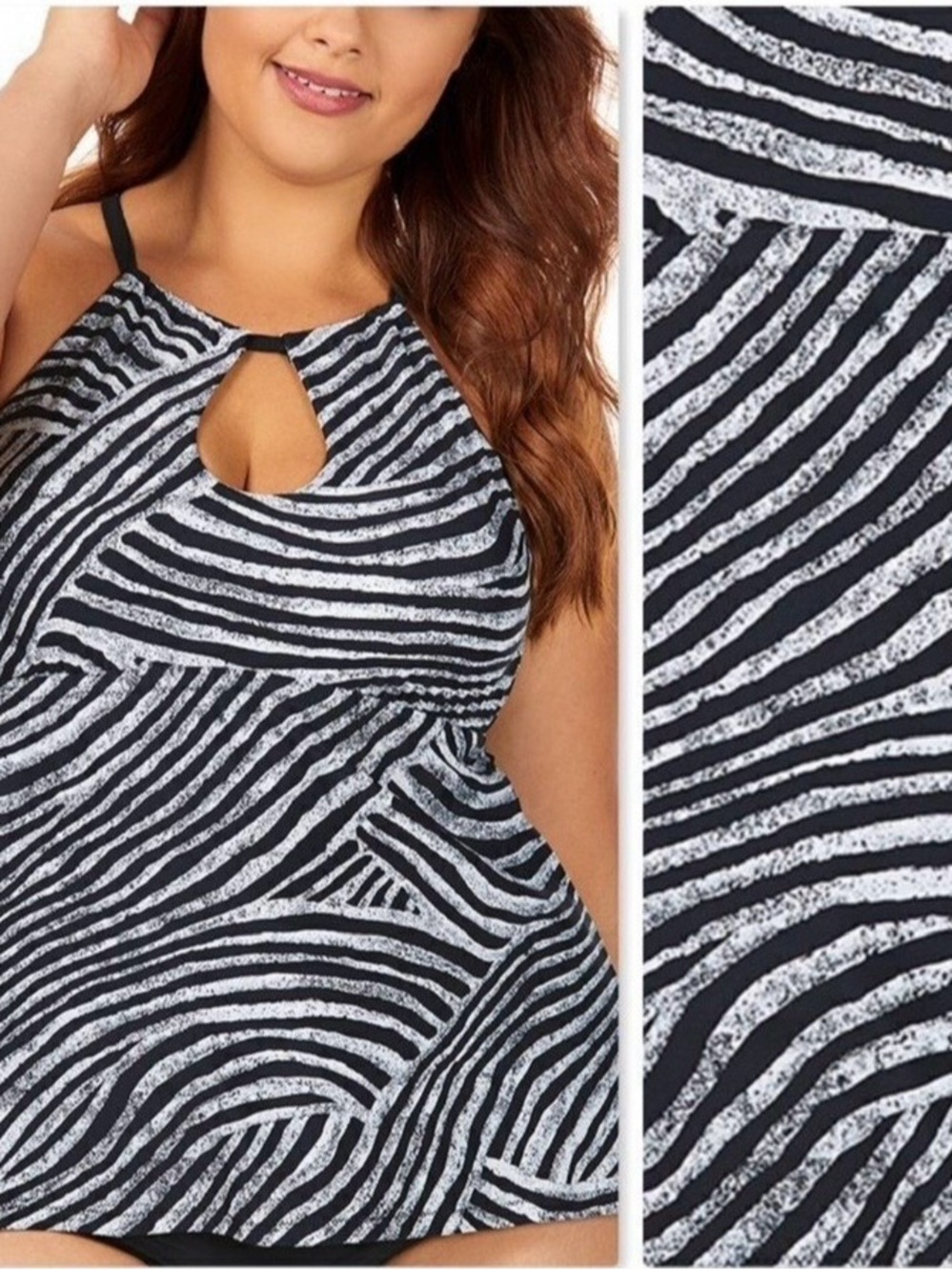 Raisins Curve Plus Rosalie Underwire Keyhole Tankini Swimsuit Top Plus Size 22W